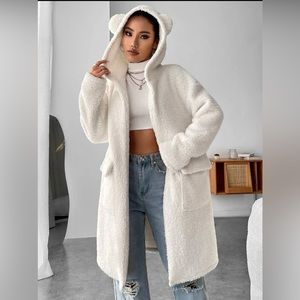 NEW Teddy Coat w/Flat Pockets and Hood with Ears - Size S
